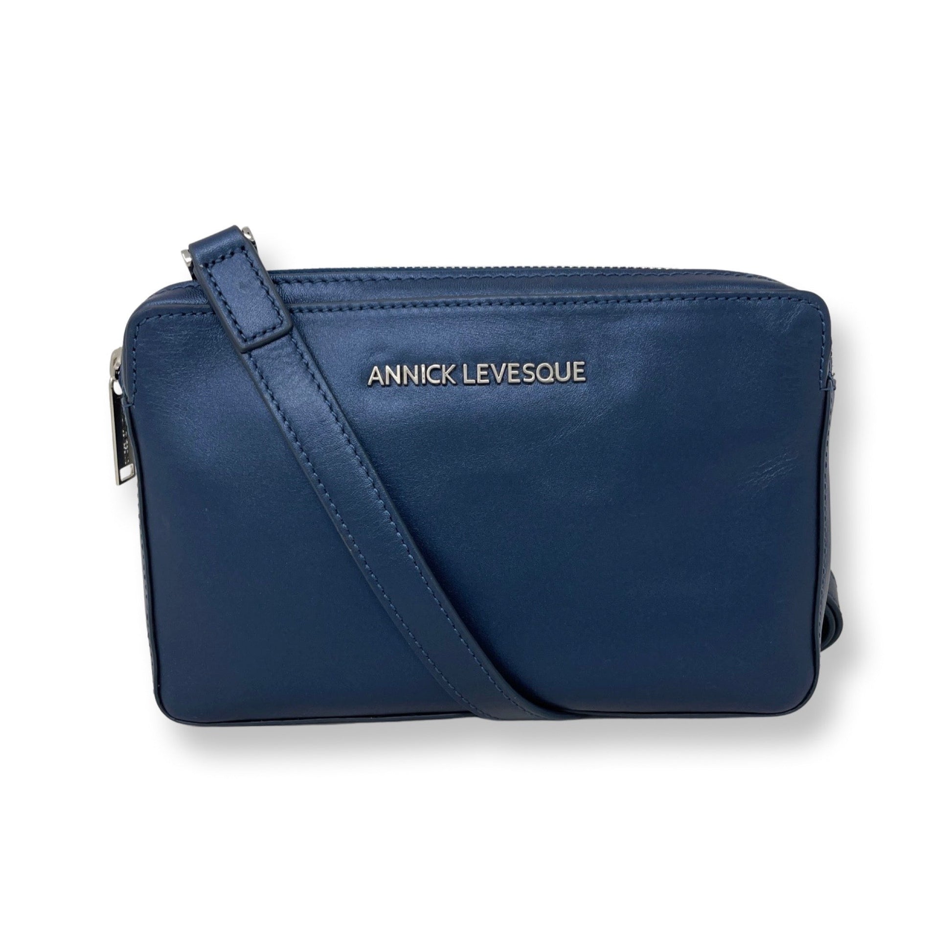 Small Navy Blue Leather Crossbody Bag, Annie