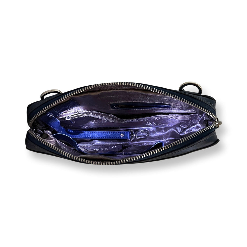 Small Navy Blue Leather Crossbody Bag, Annie