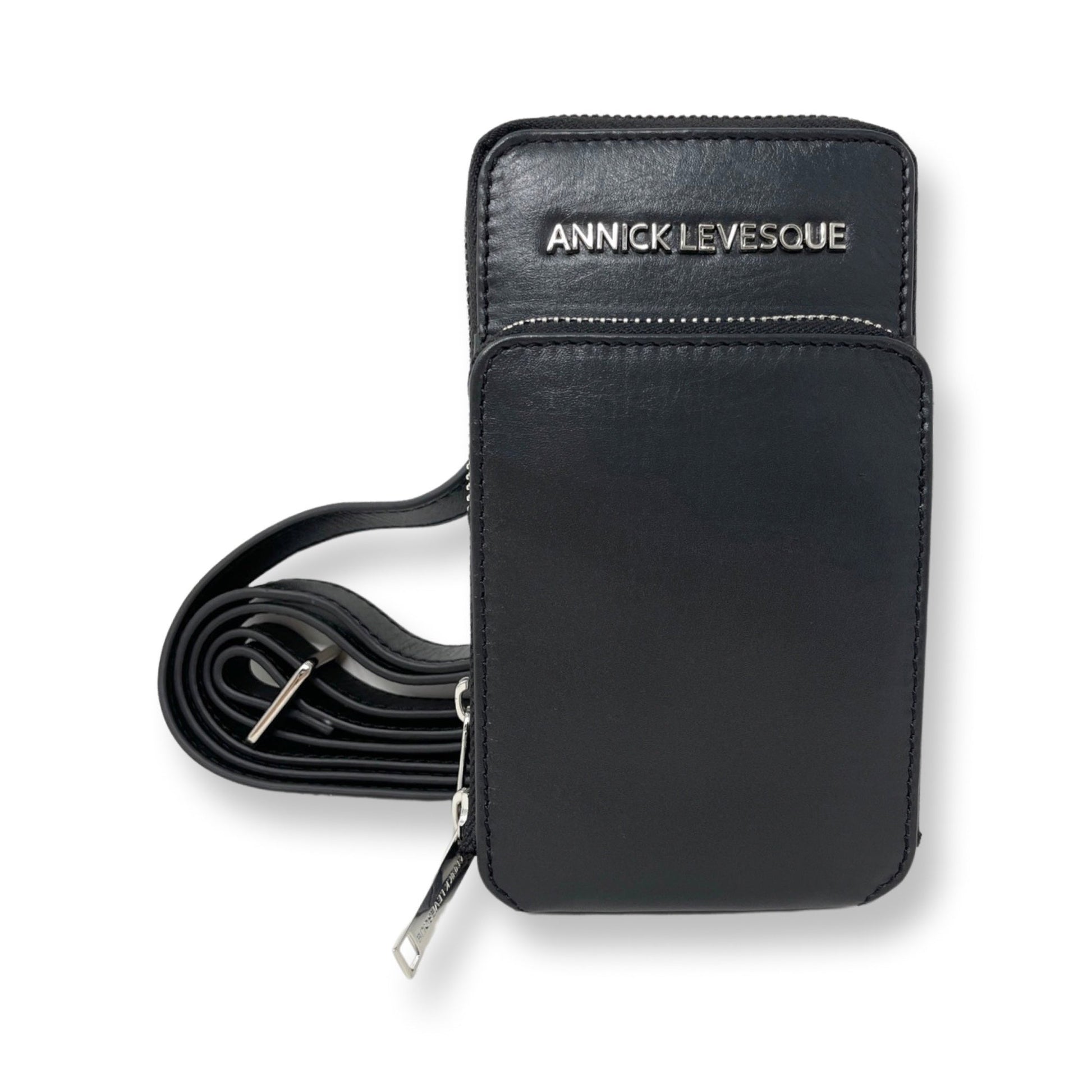 Small Black Genuine Leather Shoulder Bag, Marie-Josée