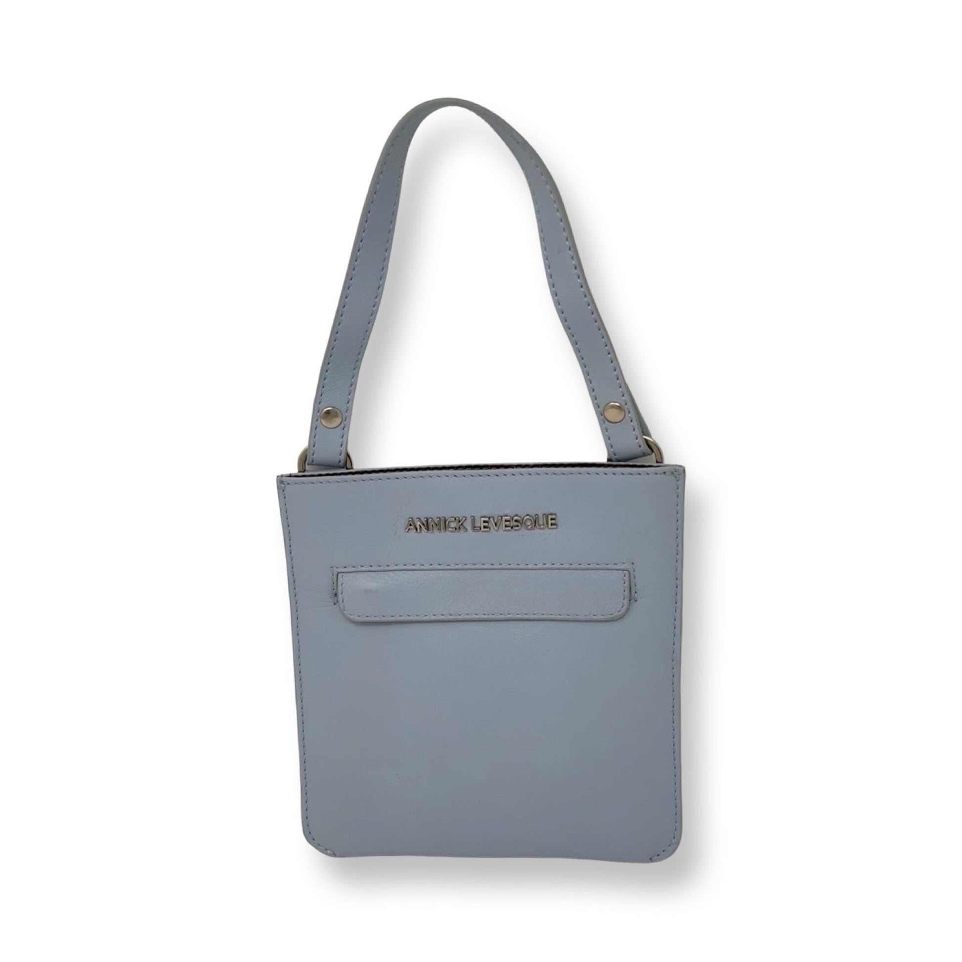 Powder Blue Leather Handbag, 2-in-1 | Lina