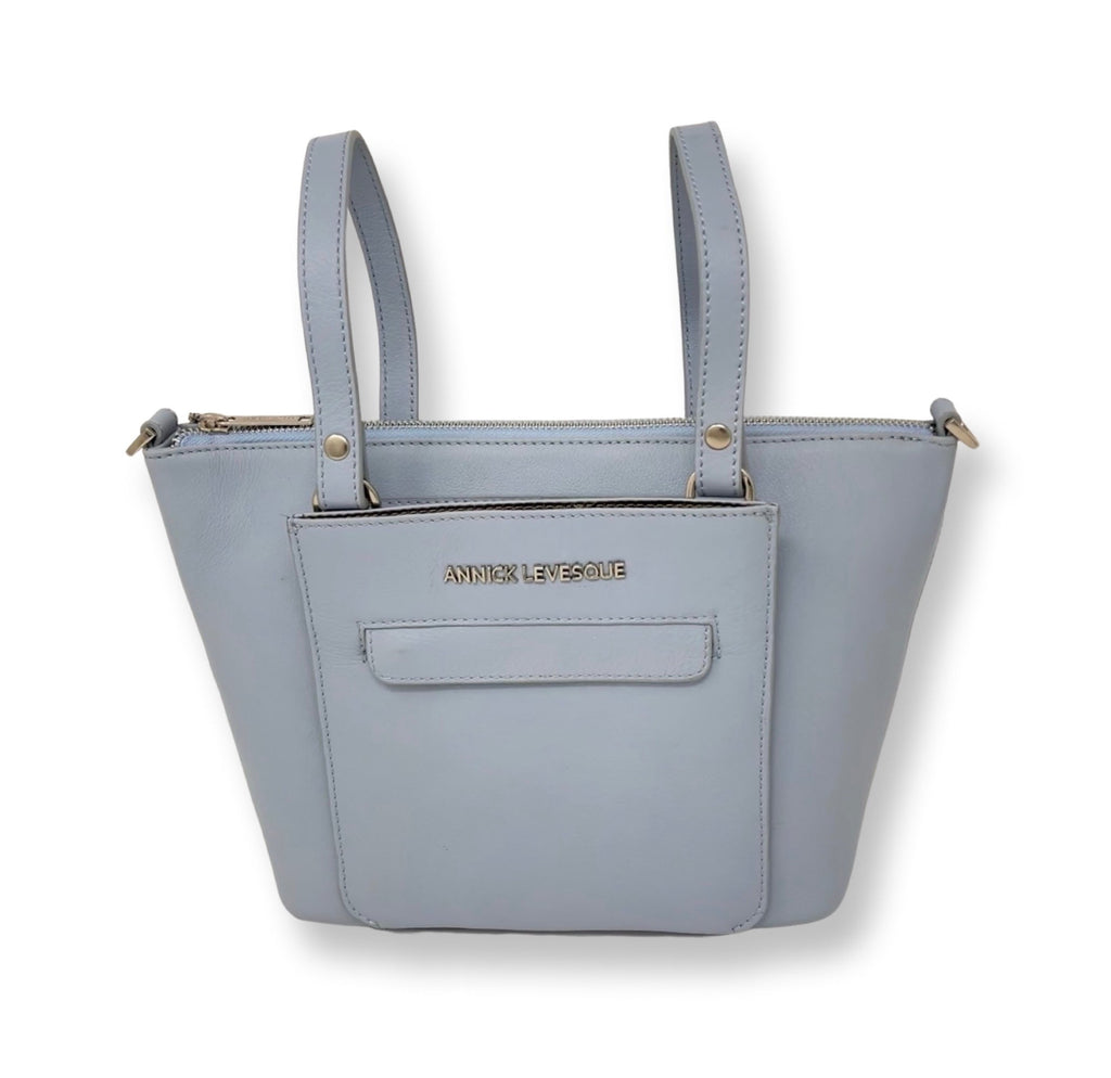 Powder Blue Leather Handbag, 2-in-1 | Lina