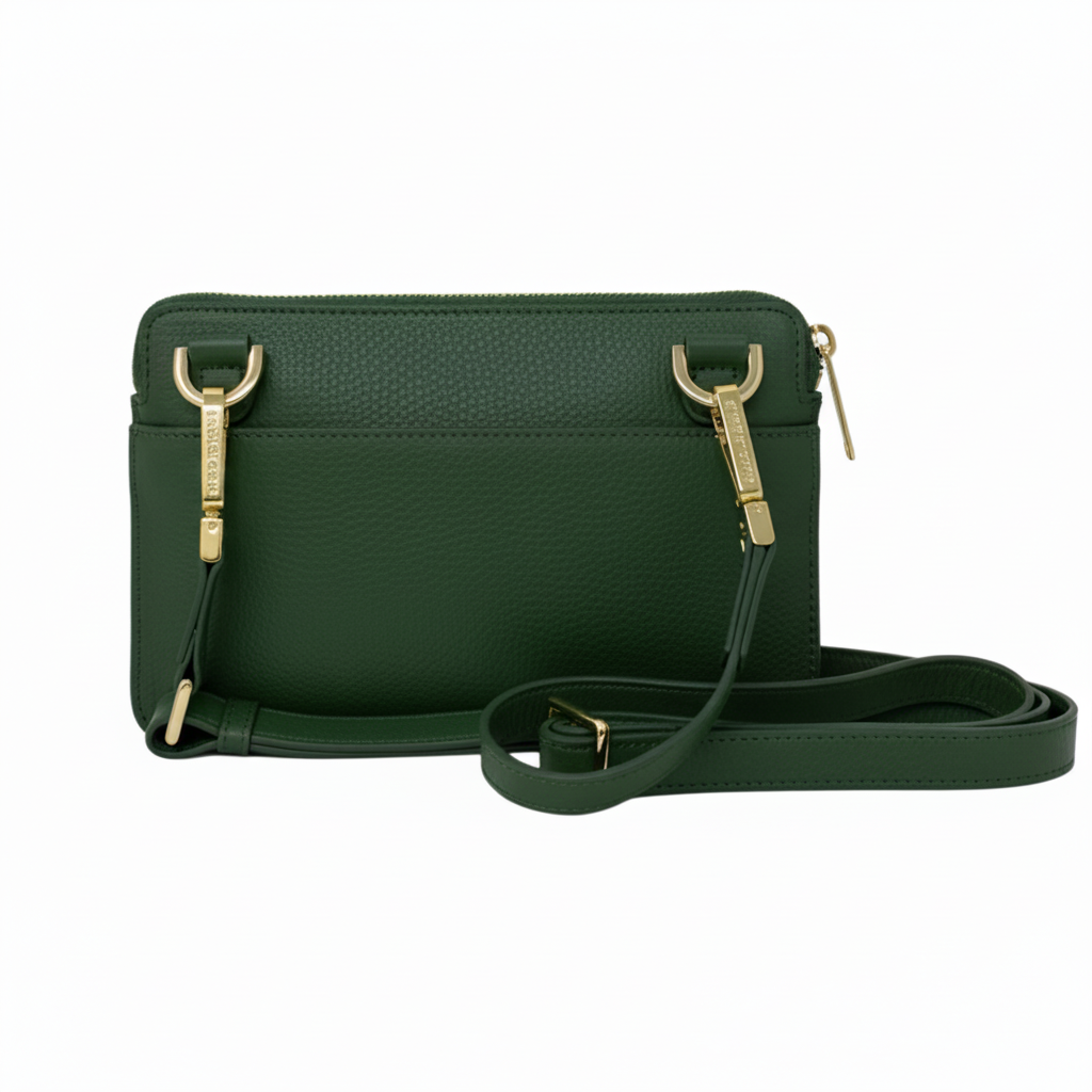 Small Green Genuine Leather Shoulder Bag - Anita