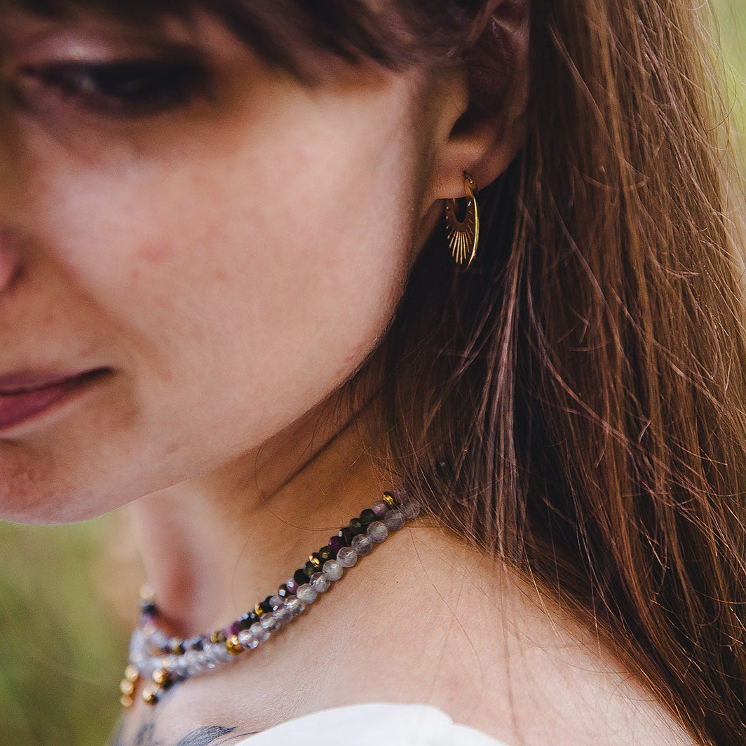 Créoles texturées en argent sterling plaqué ou 18K | HÉLIA