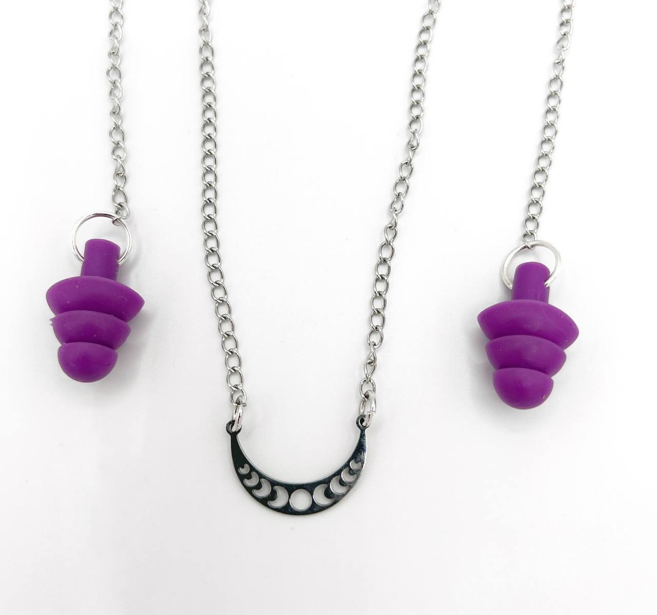 Collier minimaliste avec bouchons d'oreilles et phases de la lune