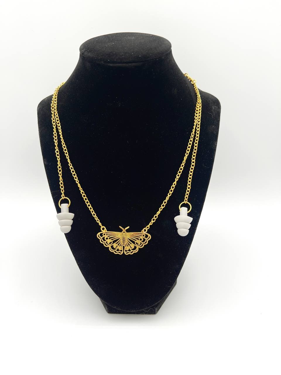 Collier bouchon d'oreille papillon lunaire