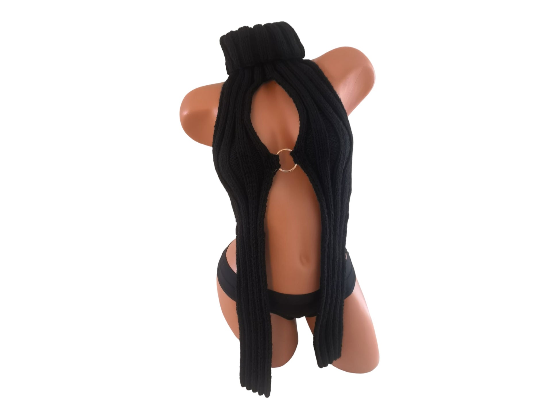 Knit ORing Party Rave Festival Turtleneck Halter Top