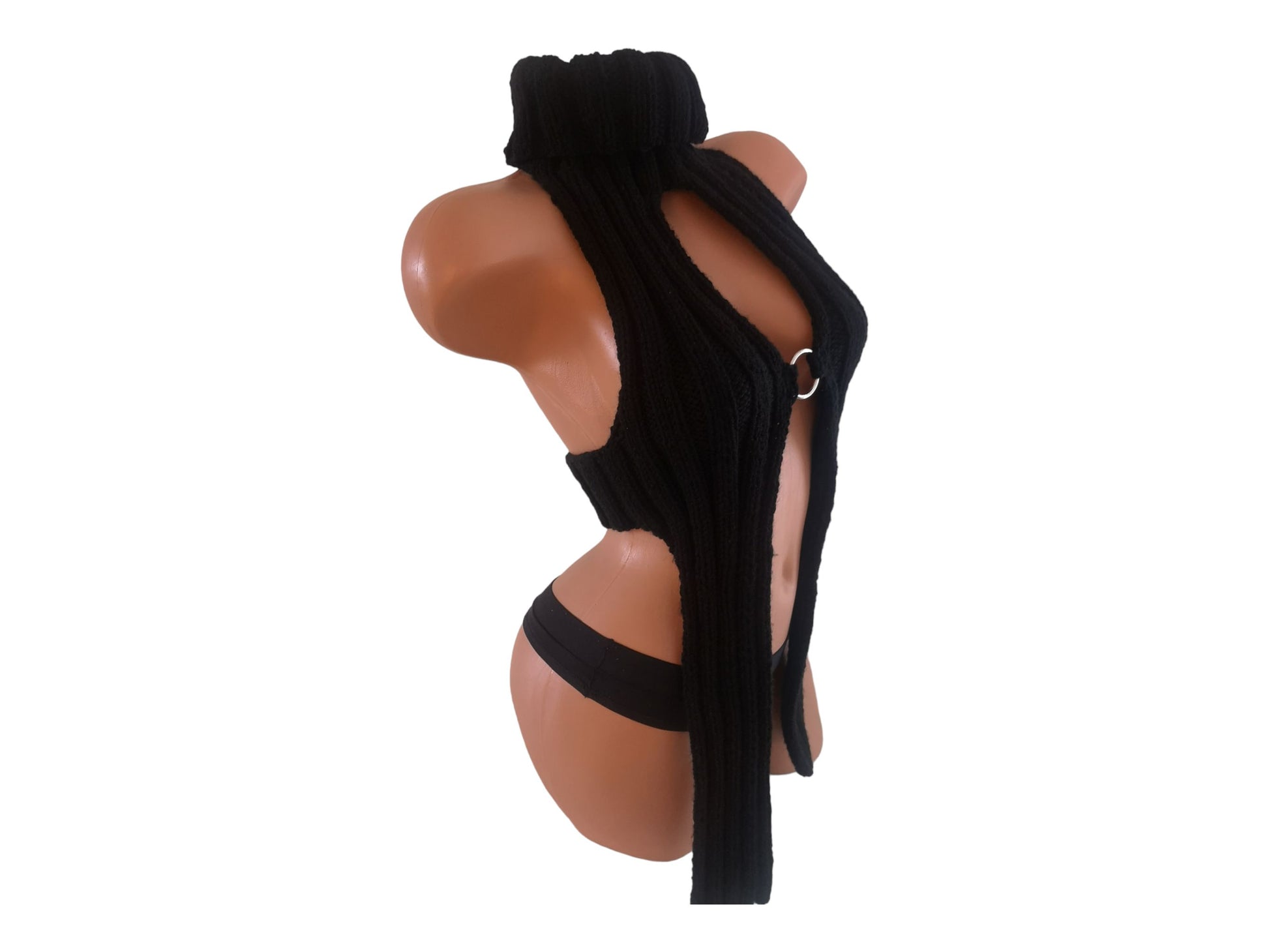 Knit ORing Party Rave Festival Turtleneck Halter Top