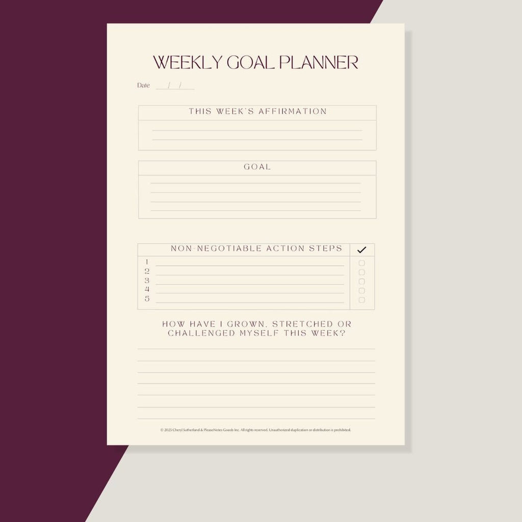 Physical Weekly Goal Planner