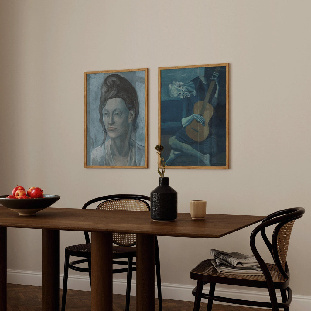 Picasso Art Prints: Woman with Helmet, Old Guitarist - Gallery Wall Duo