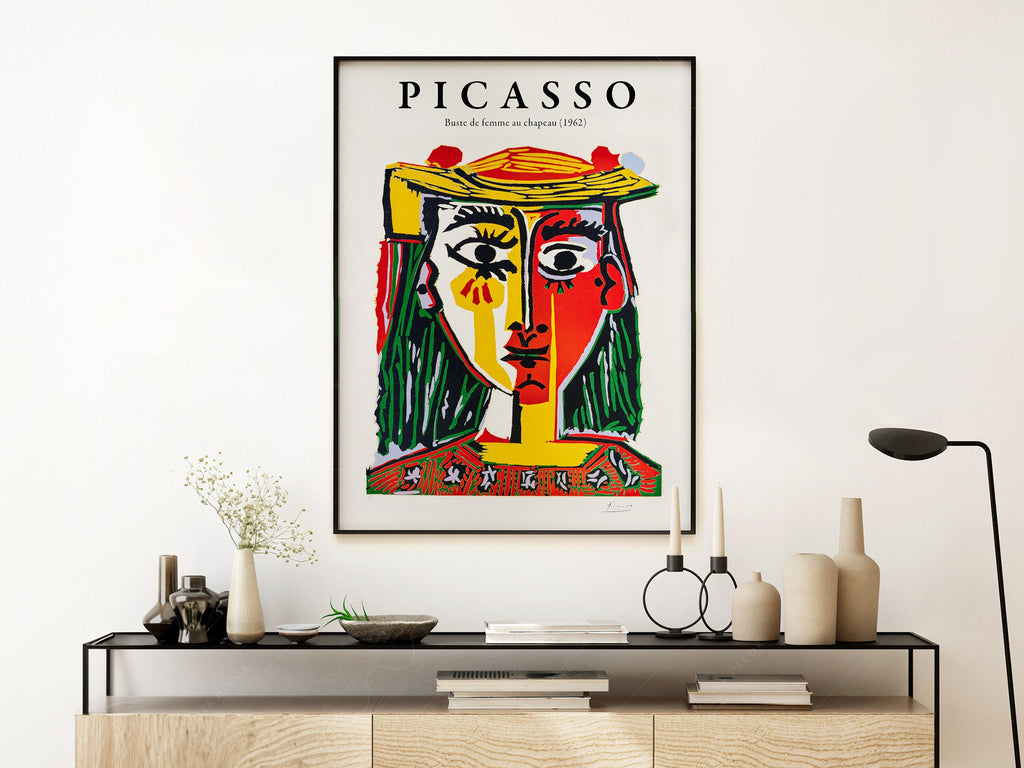Pablo Picasso Buste de Femme au Chapeau Art Print – Cubist Wall Art