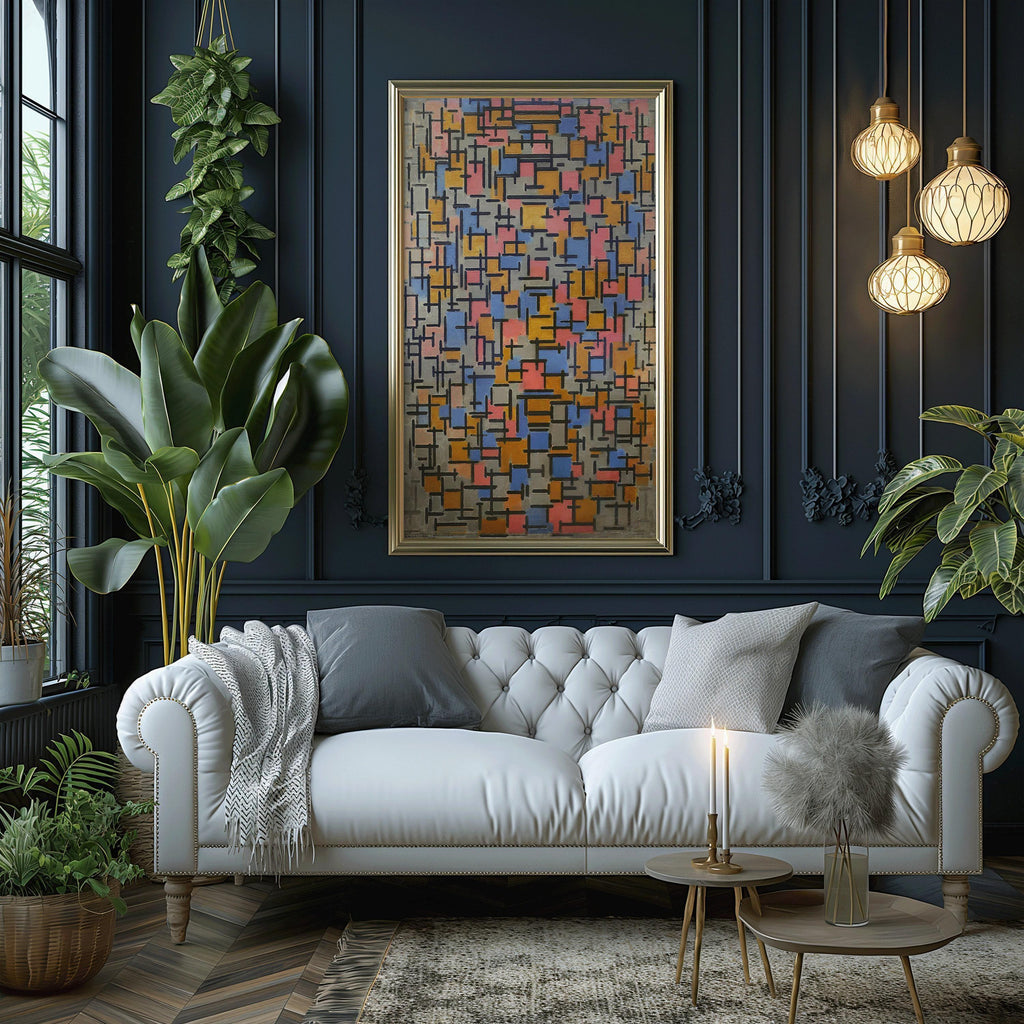 Estampe de la composition de Piet Mondrian (1916) : Impression giclée vintage moderne du milieu du siècle (2x1)