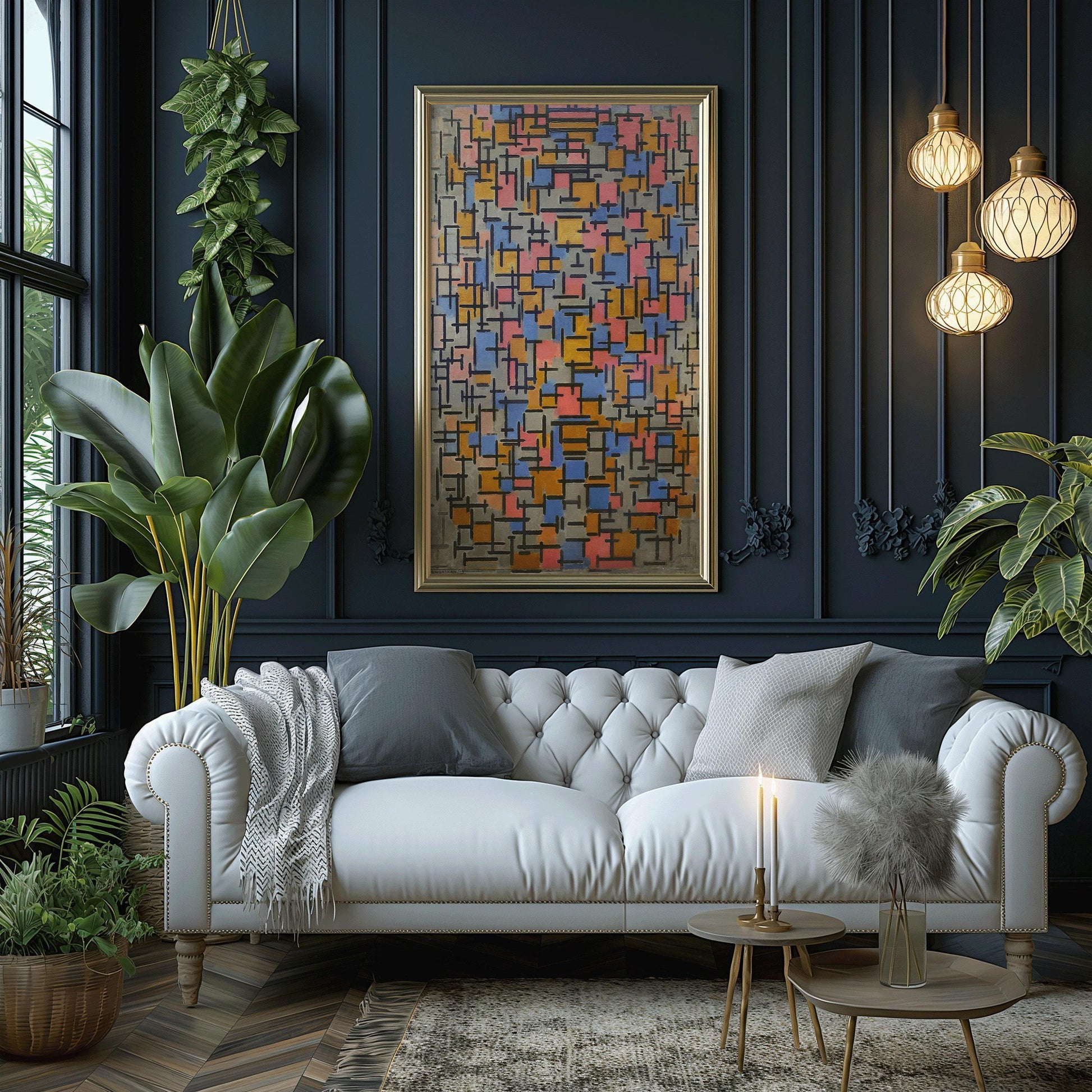 Estampe de la composition de Piet Mondrian (1916) : Impression giclée vintage moderne du milieu du siècle (2x1)