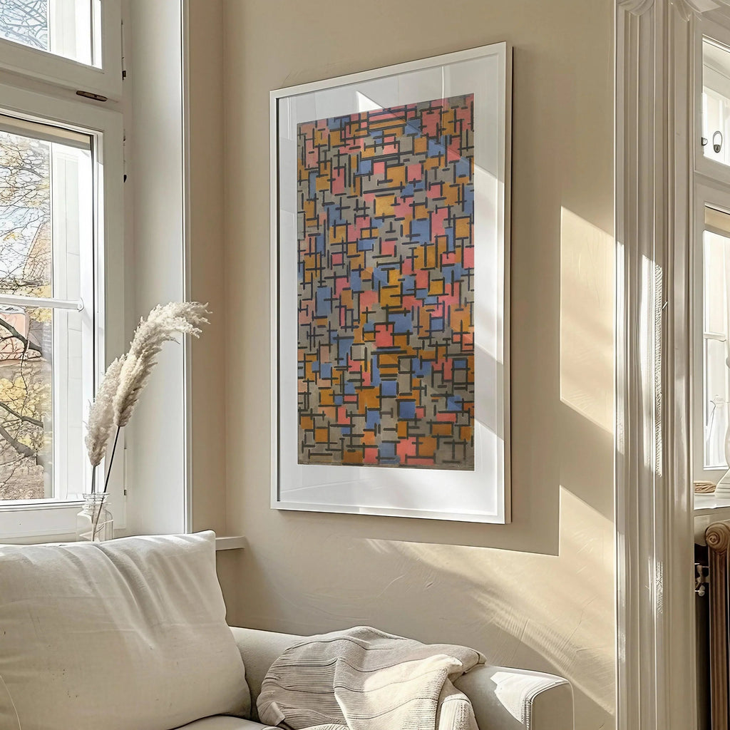 Estampe de la composition de Piet Mondrian (1916) : Impression giclée vintage moderne du milieu du siècle (2x1)