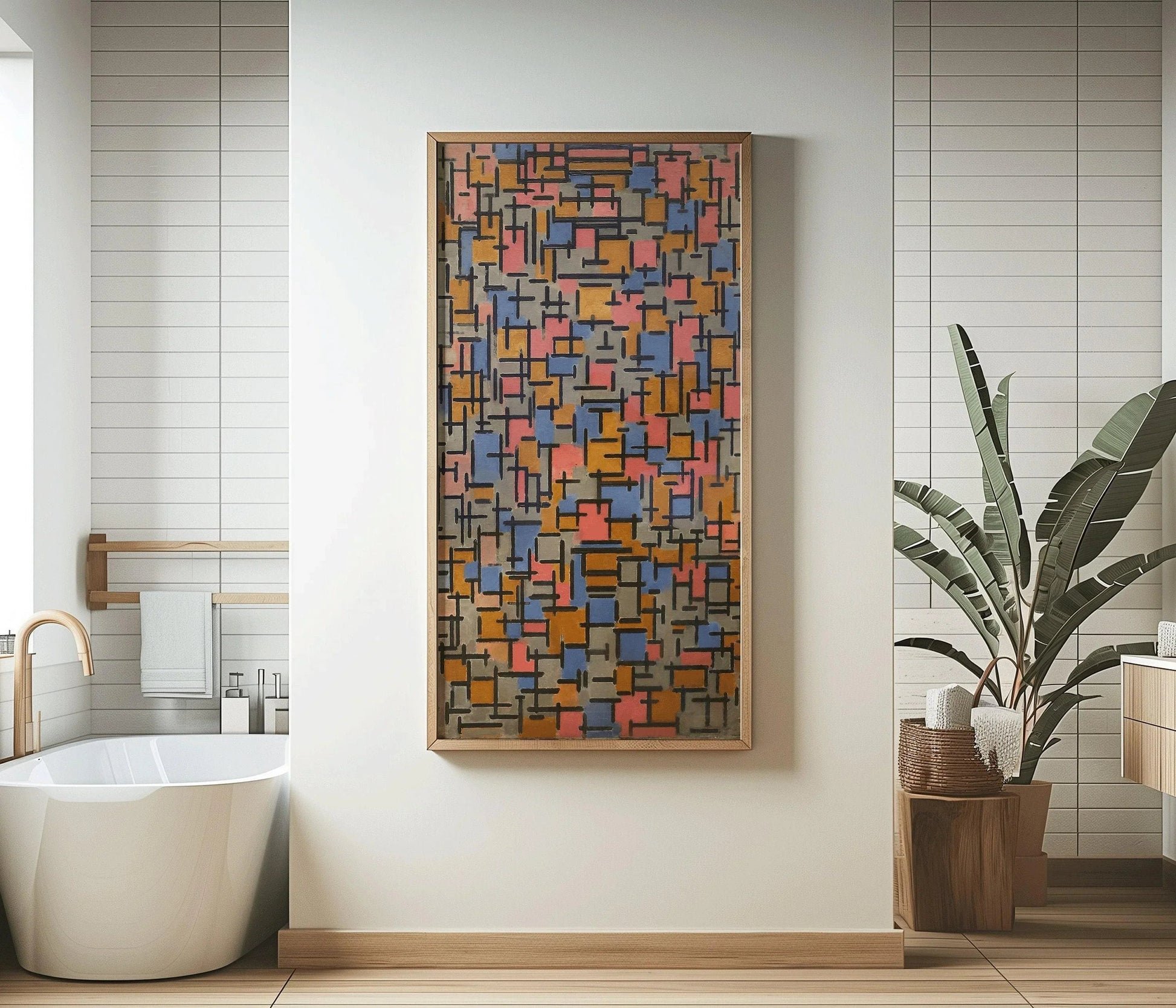 Estampe de la composition de Piet Mondrian (1916) : Impression giclée vintage moderne du milieu du siècle (2x1)