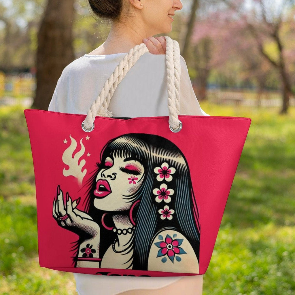 Sac fourre-tout en corde de chanvre Diesel rose