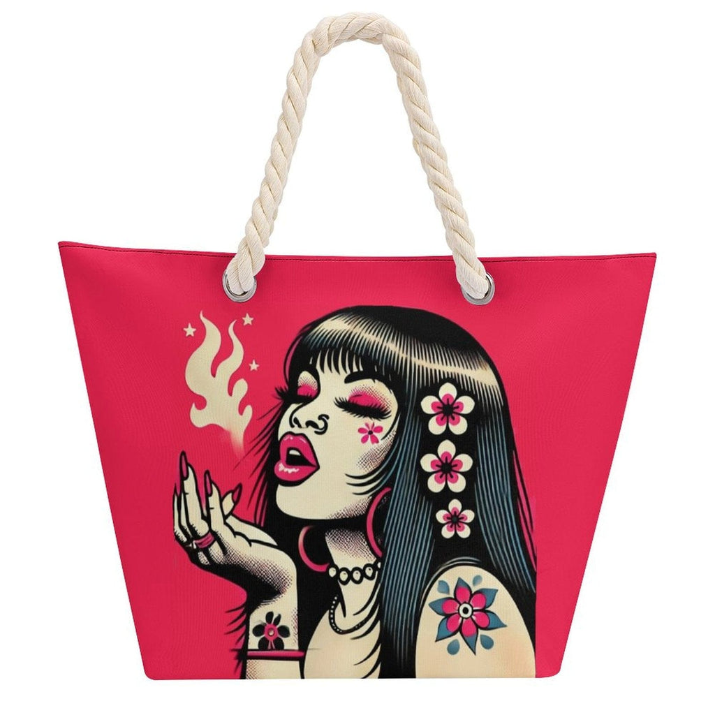 Sac fourre-tout en corde de chanvre Diesel rose