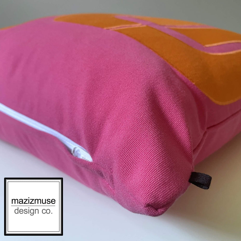 Housse de coussin Sunbrella rose vif et orange, style rétro pour l'extérieur