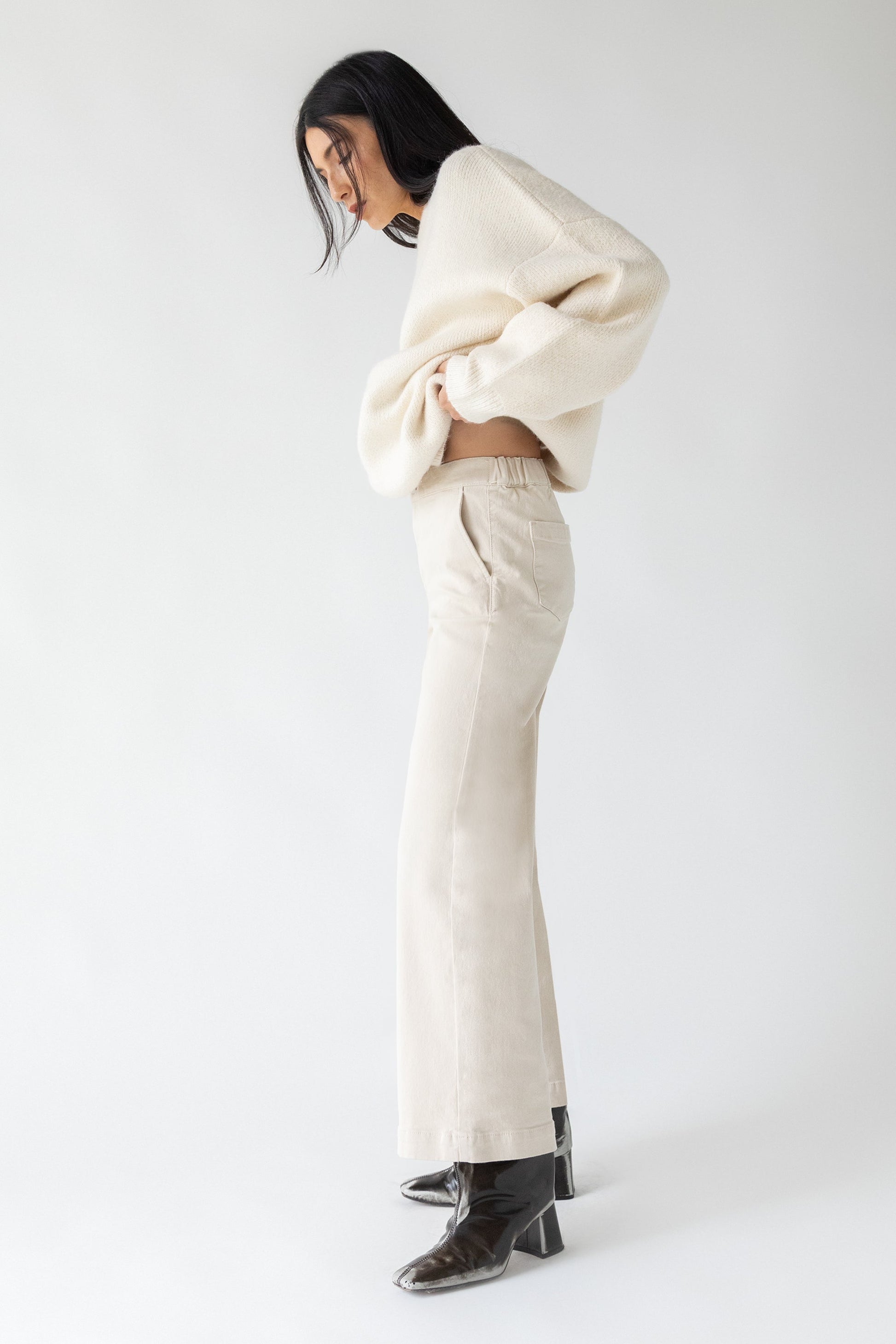 PANTALON LARGE EN SERGÉ LONG