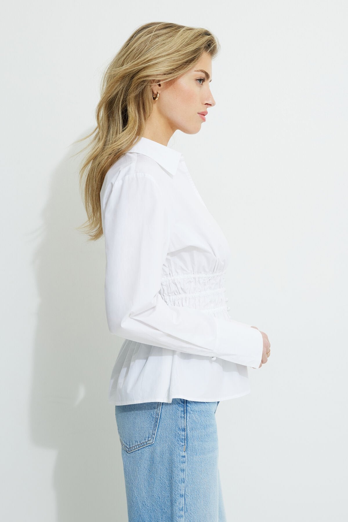 Shirred Poplin Shirt