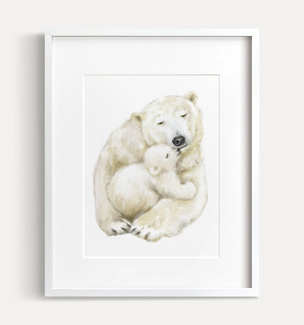 Illustration d'un bébé ours polaire et de sa mère