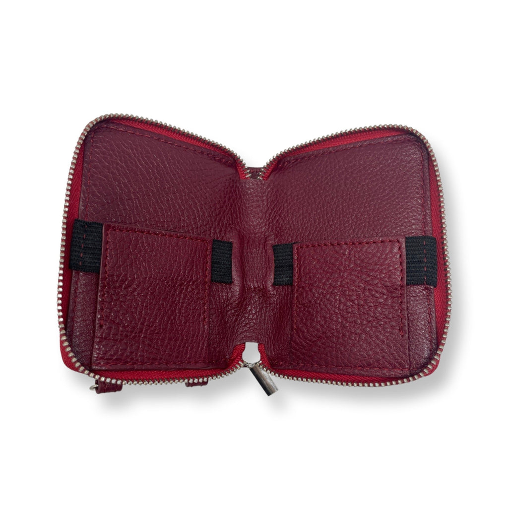Maylia Leather Card Holder, Bordeaux Red