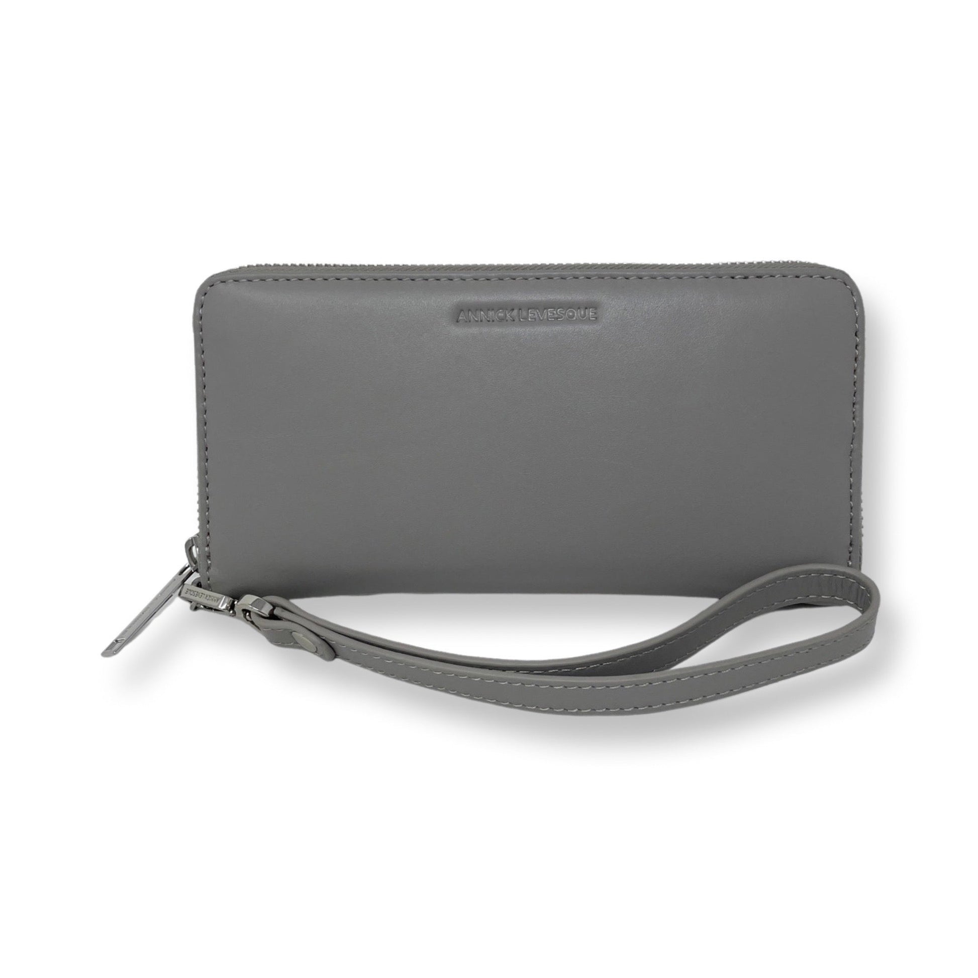 Small Genuine Leather Wallet in Gray, Carla