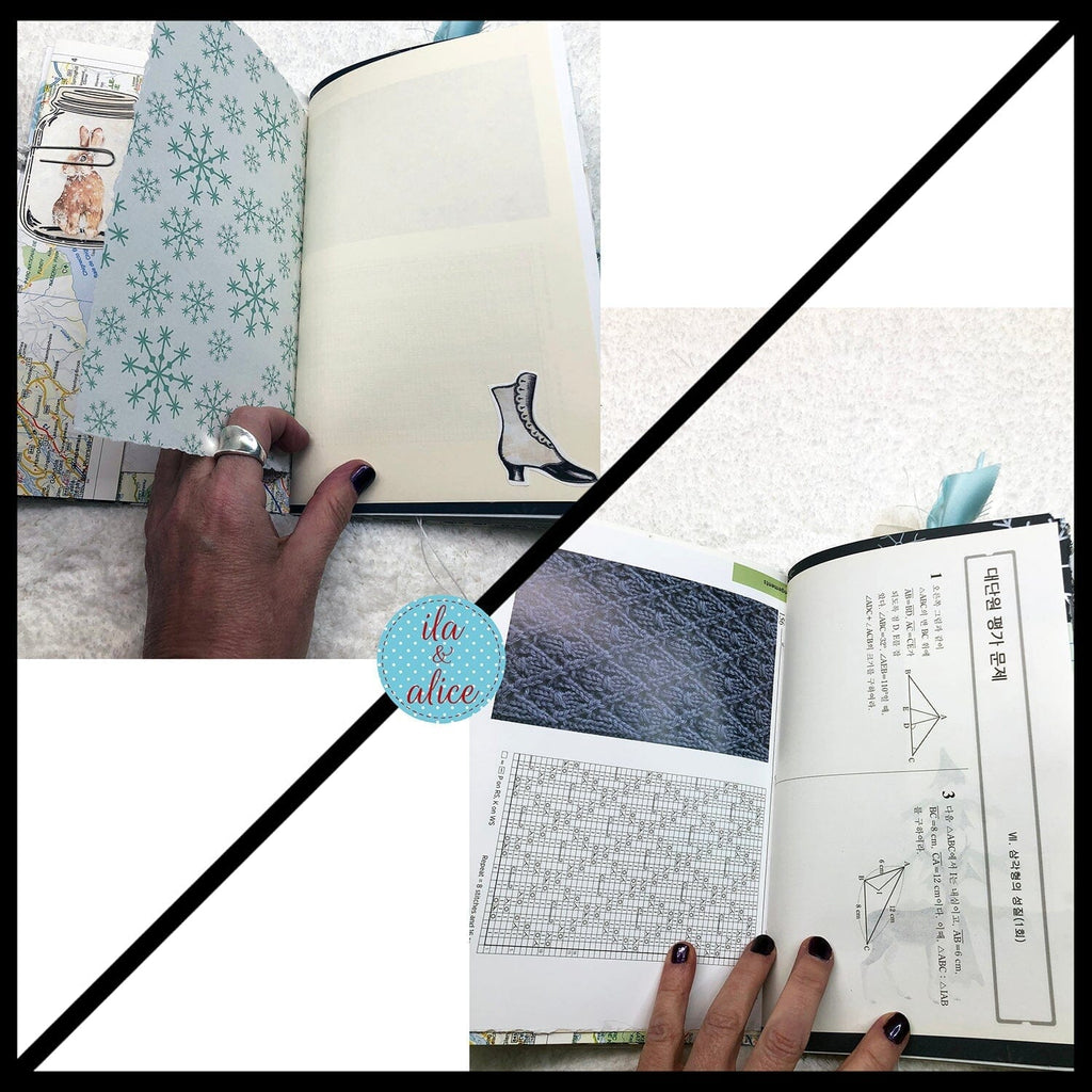 Pretty Blue Winter Junk Journal with Owl & Hare Collage Cover