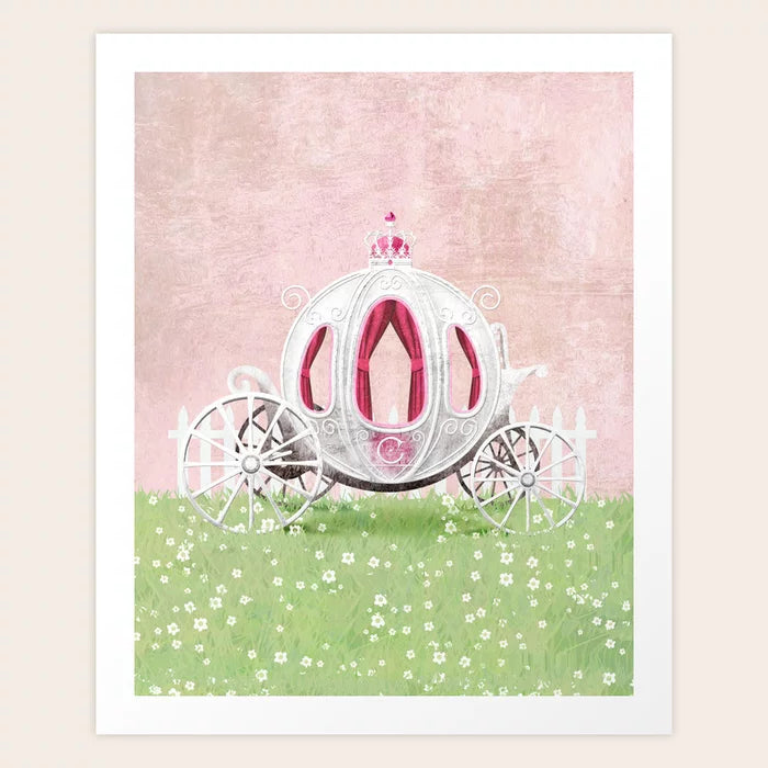Impression d'art représentant une robe de carrosse de princesse dans le jardin