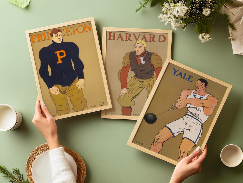 Affiches universitaires Princeton, Yale et Harvard : trio de posters Edward Penfield | Art vintage (disponibles encadrées)