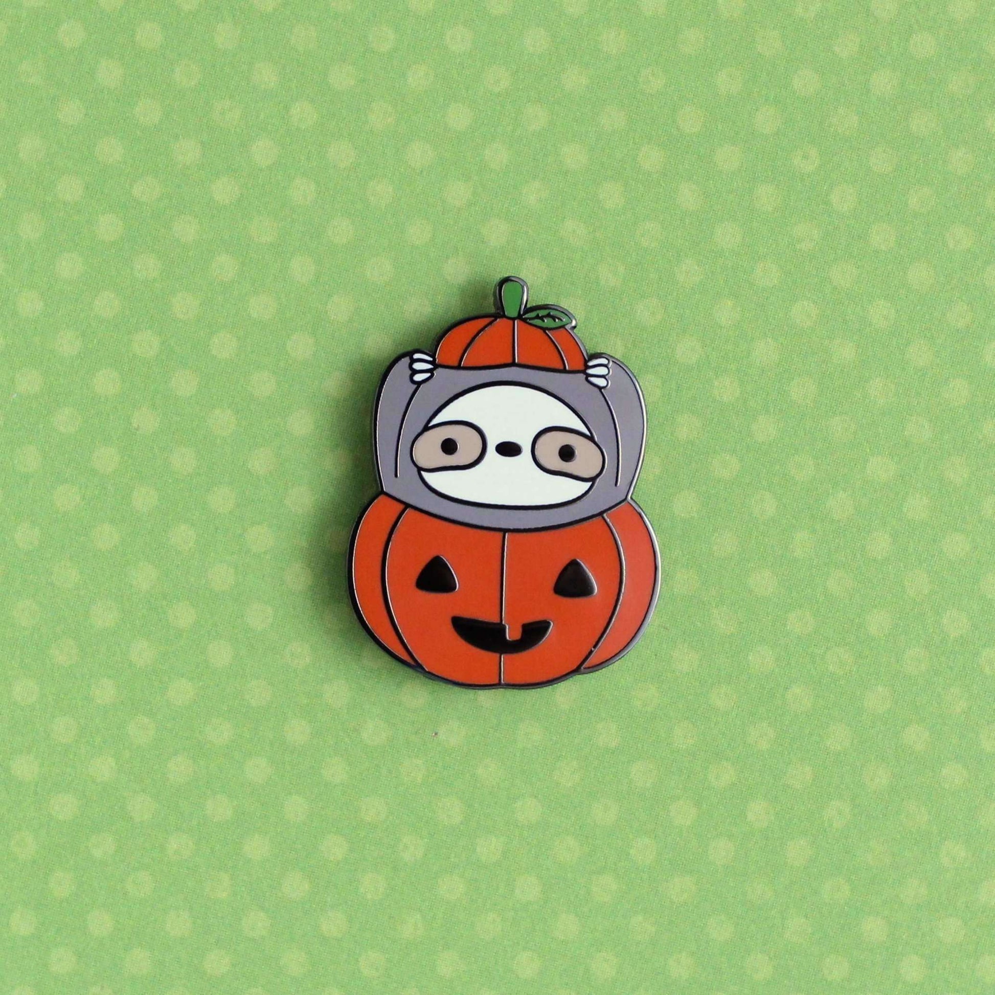 Épingle en émail citrouille paresseux - Épingle d'Halloween Jack-o'-Lantern