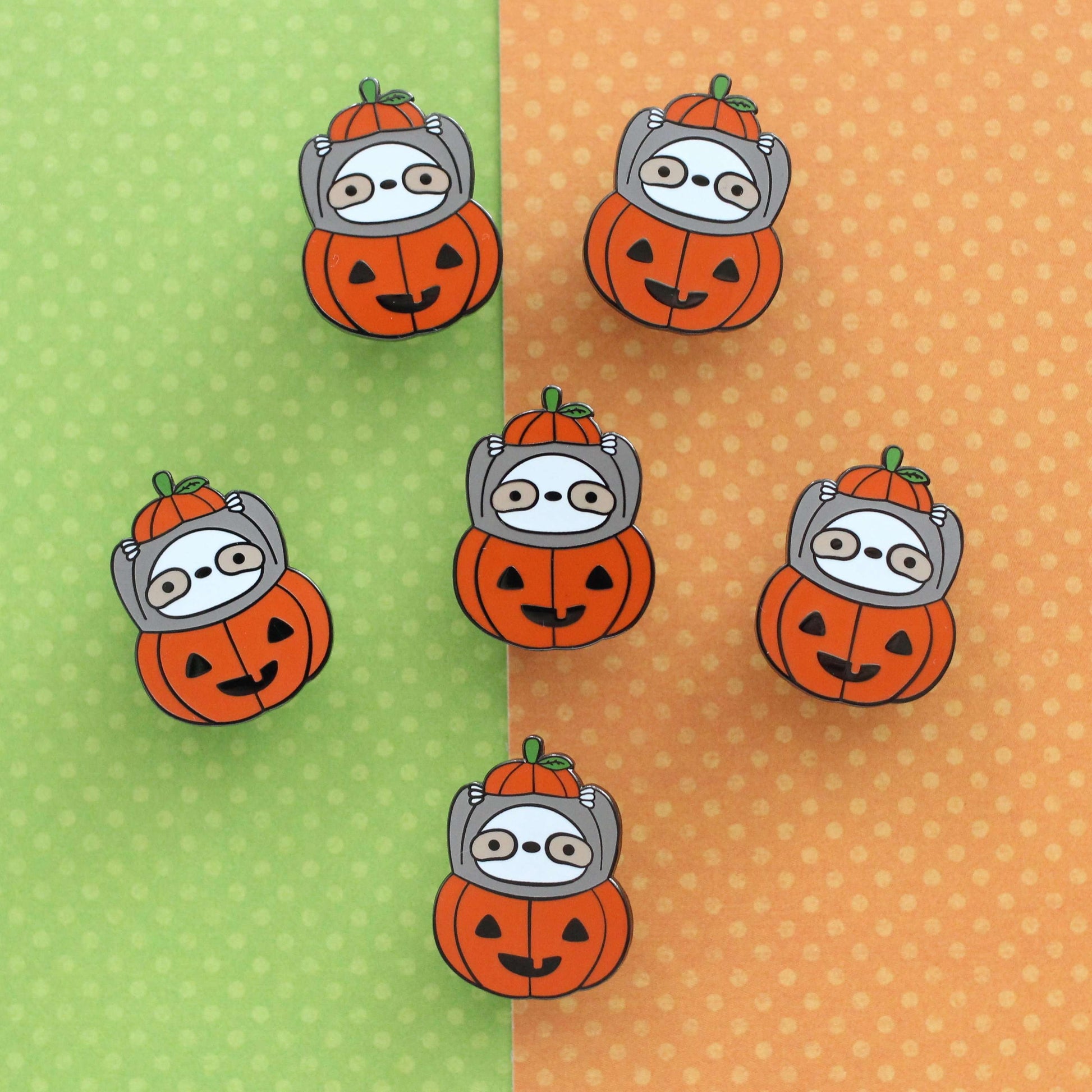 Épingle en émail citrouille paresseux - Épingle d'Halloween Jack-o'-Lantern