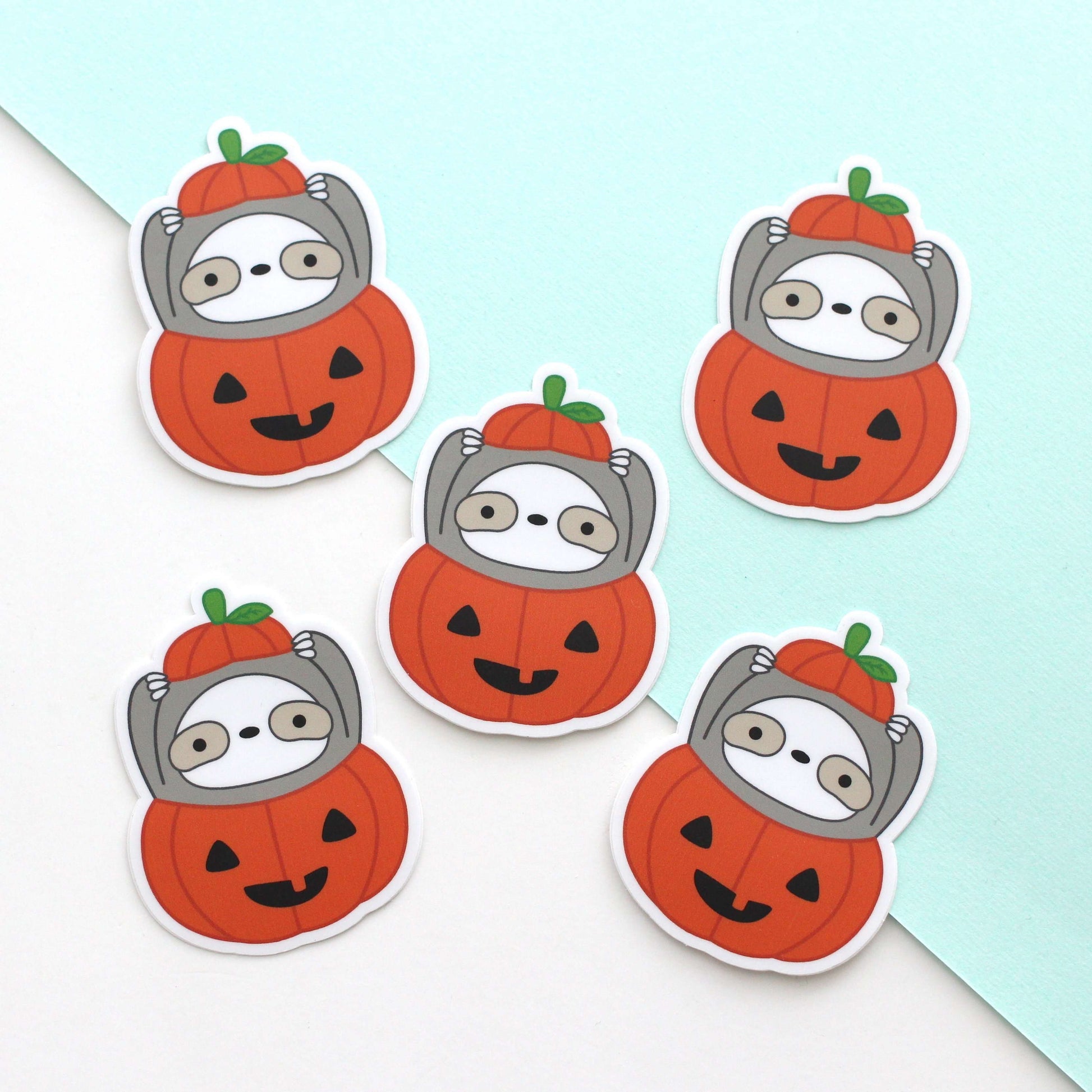 Pumpkin Sloth Vinyl Sticker - Cute Halloween Sloth in Jack-o'-Lantern Sticker