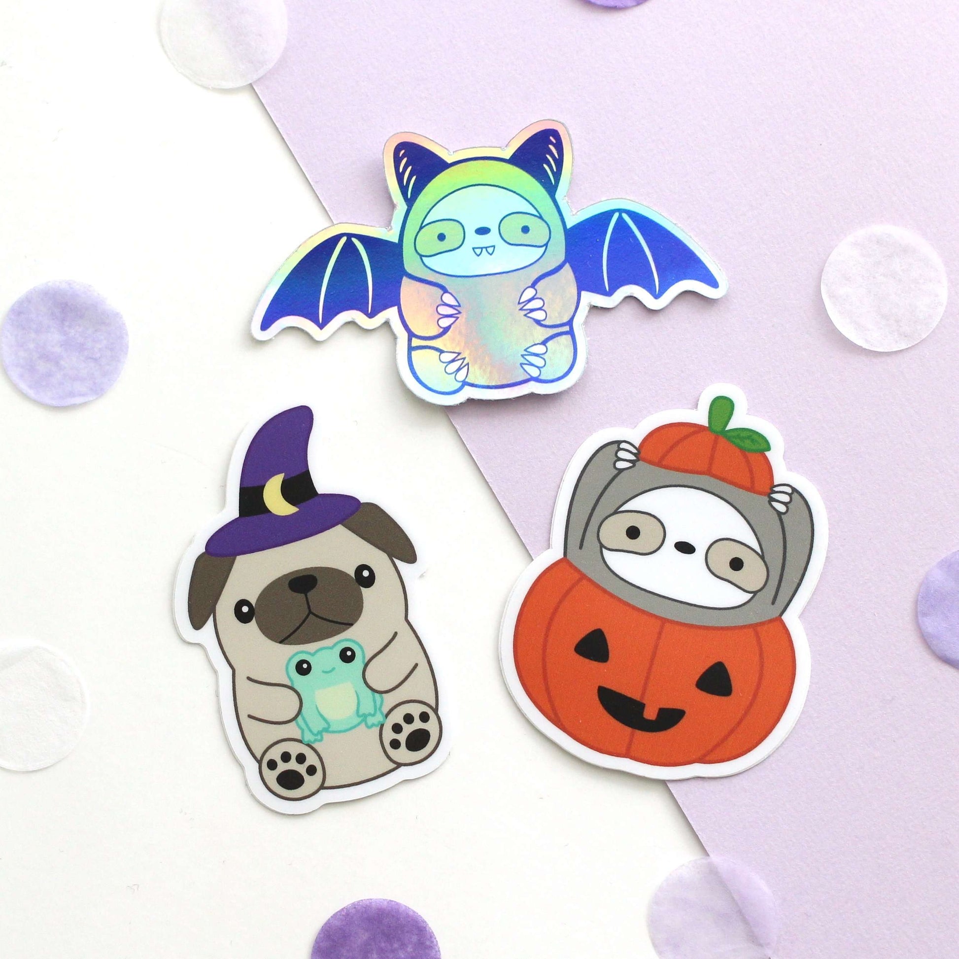 Pumpkin Sloth Vinyl Sticker - Cute Halloween Sloth in Jack-o'-Lantern Sticker