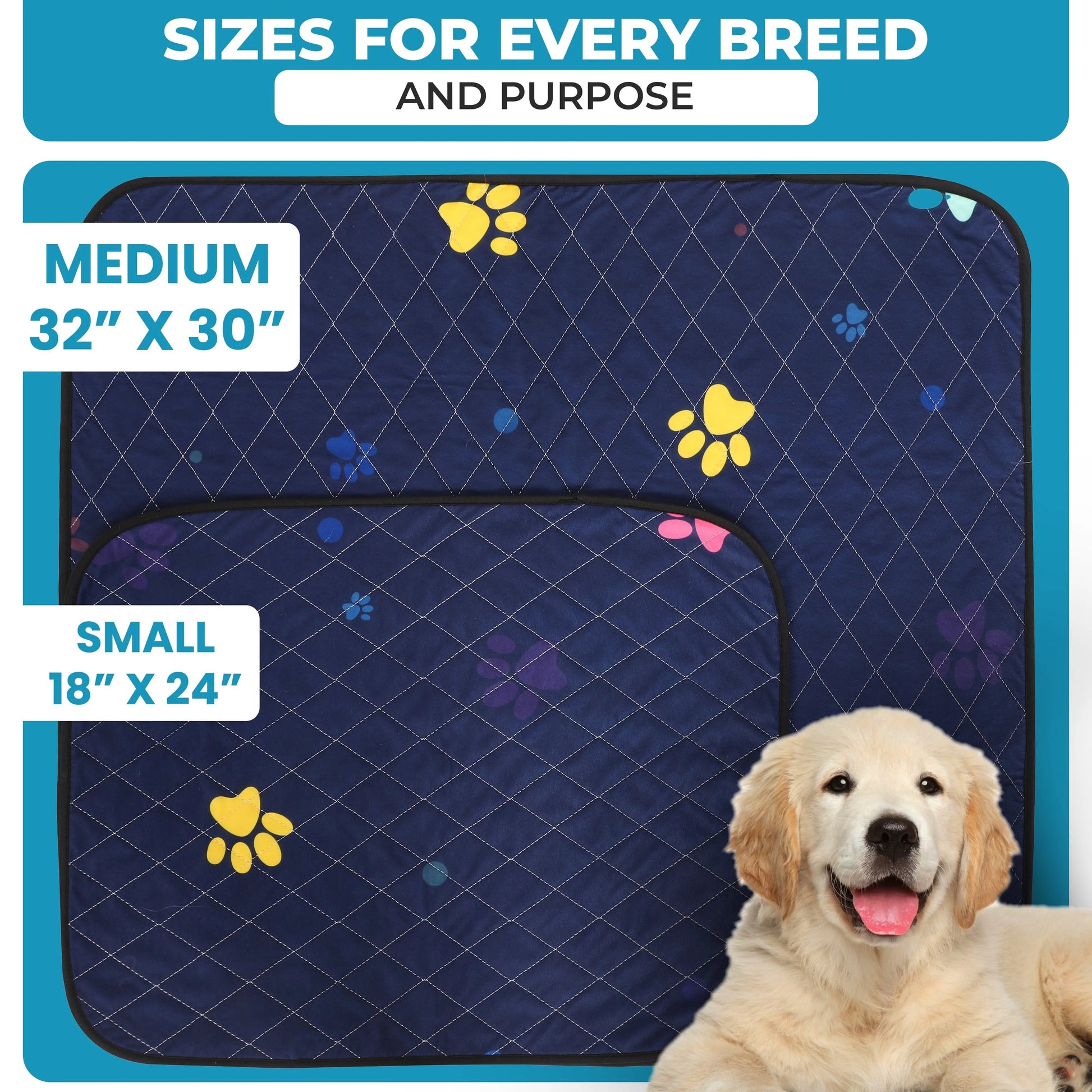 Washable Dog Pee Pads -  Super Absorbent, Leakproof, Quick-Drying, Reusable Puppy Pads