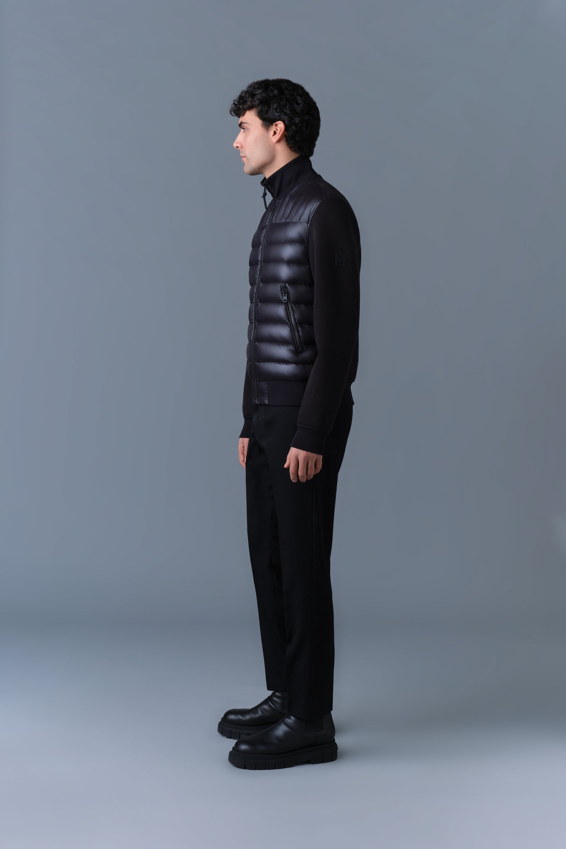 COLLIN-R Nano Down Mixed Media Bomber Jacket