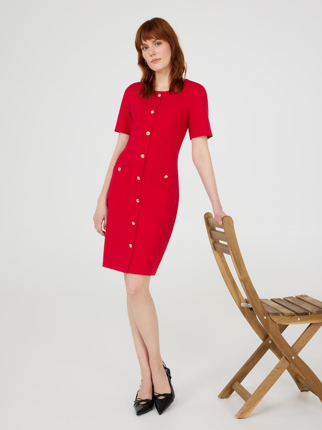 Robe boutonnée à manches courtes sur le devant