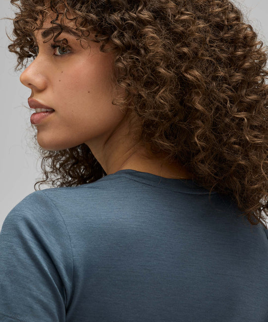 T-shirt col V ultraléger en laine mérinos pour femme