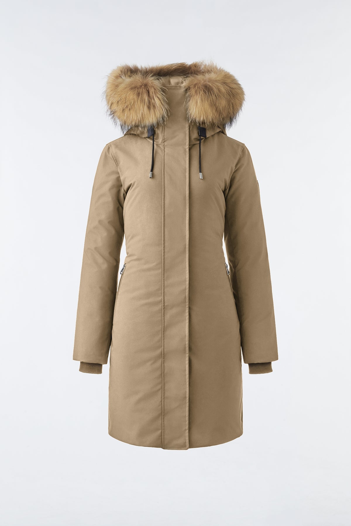 Manteau ajusté SHILOH 2-EN-1 avec plastron amovible et fourrure naturelle