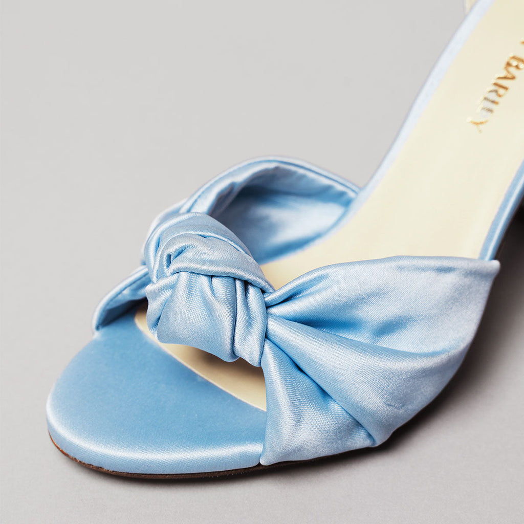The Esther Heeled Sandal Blue Satin