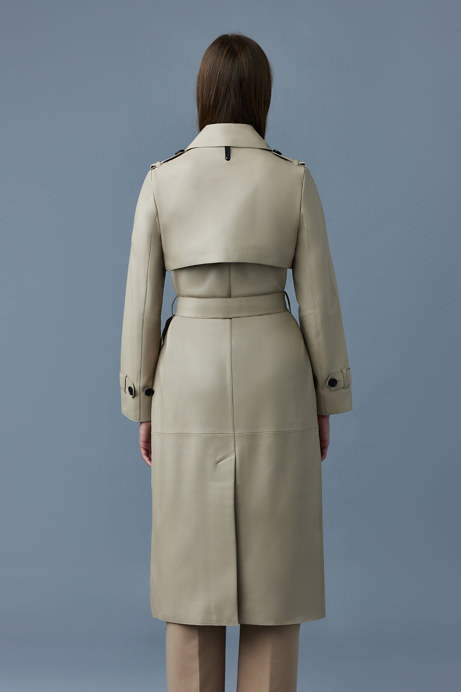 Trench-coat en cuir maxi GAEL-V