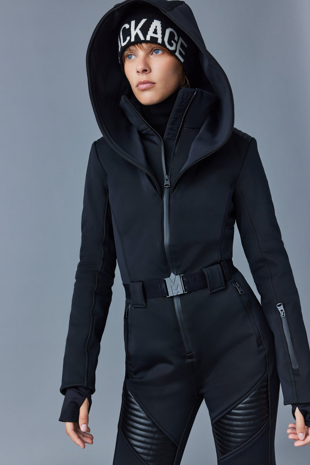 Combinaison de ski ELLE Agile-360 avec capuche amovible et bordure en peau lainée