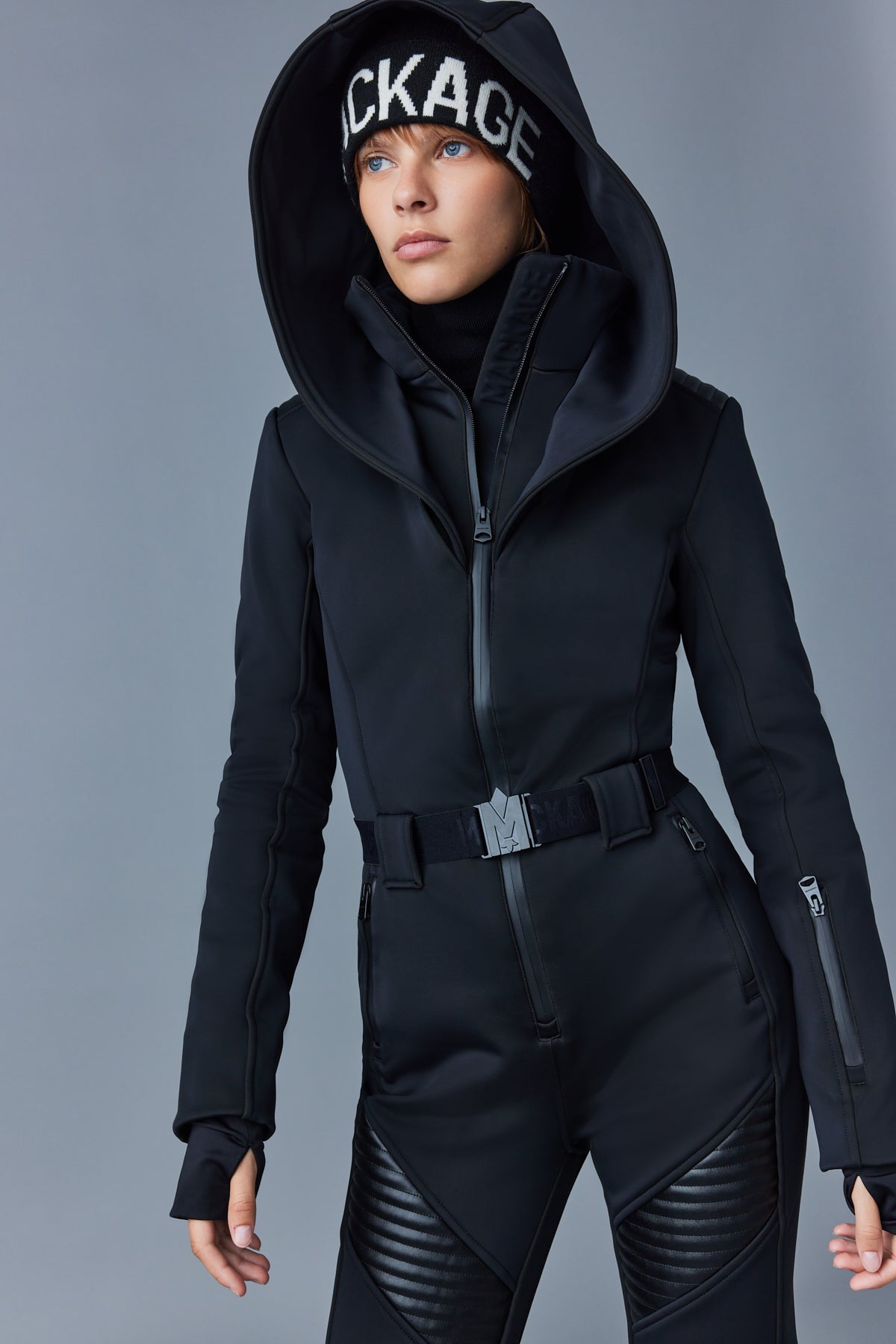 Combinaison de ski ELLE Agile-360 avec capuche amovible et bordure en peau lainée