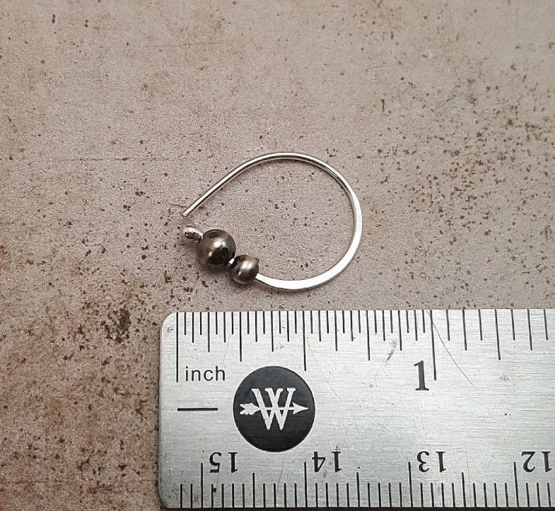 Boucles d'oreilles anneaux en argent sterling : perles en argent sterling oxydé, argent recyclé