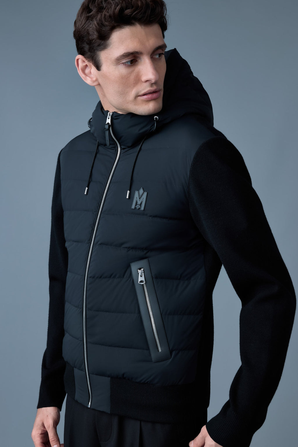 ANDREW Mixed-media light down jacket