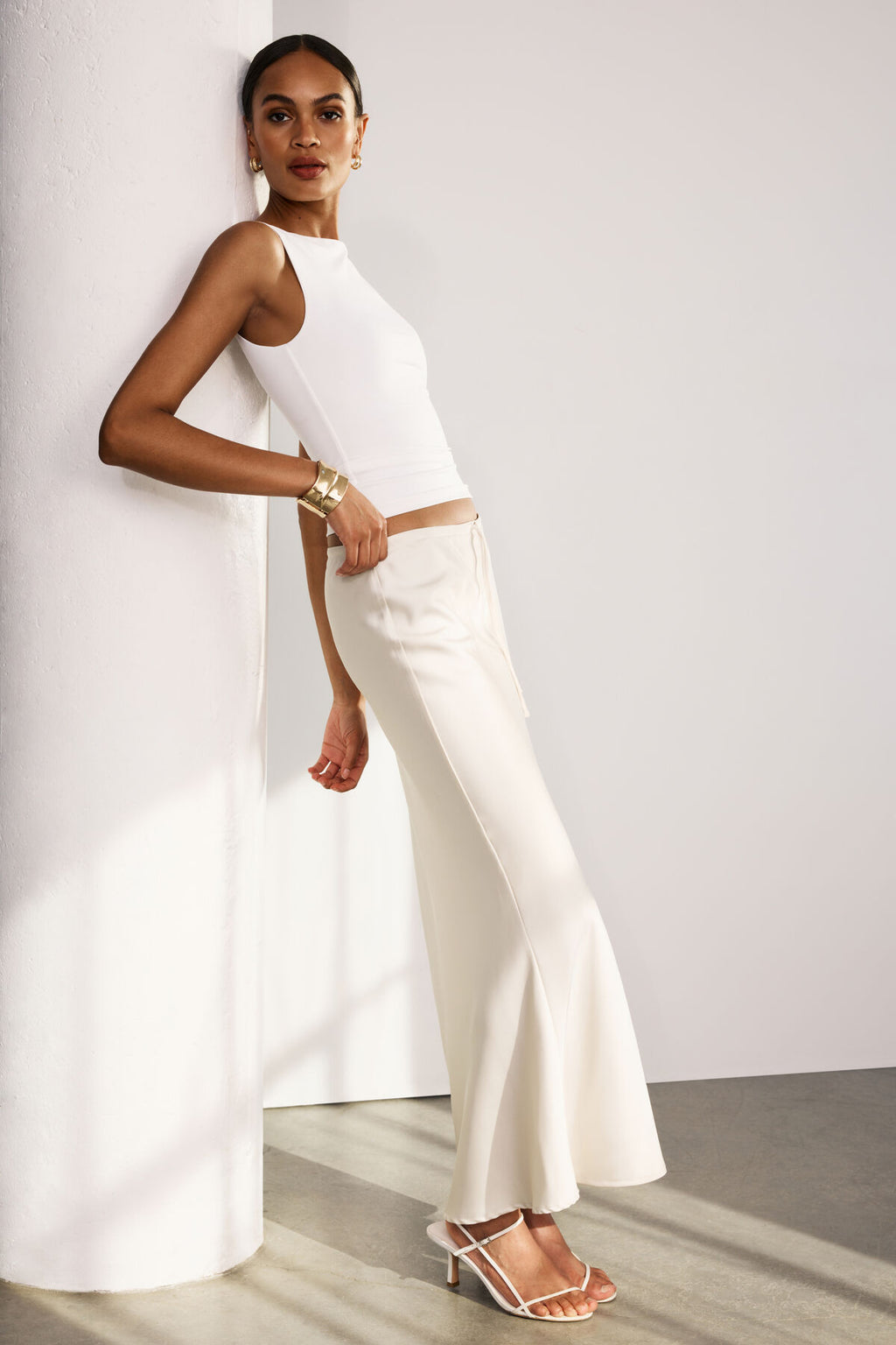 Jupe longue en satin Cary