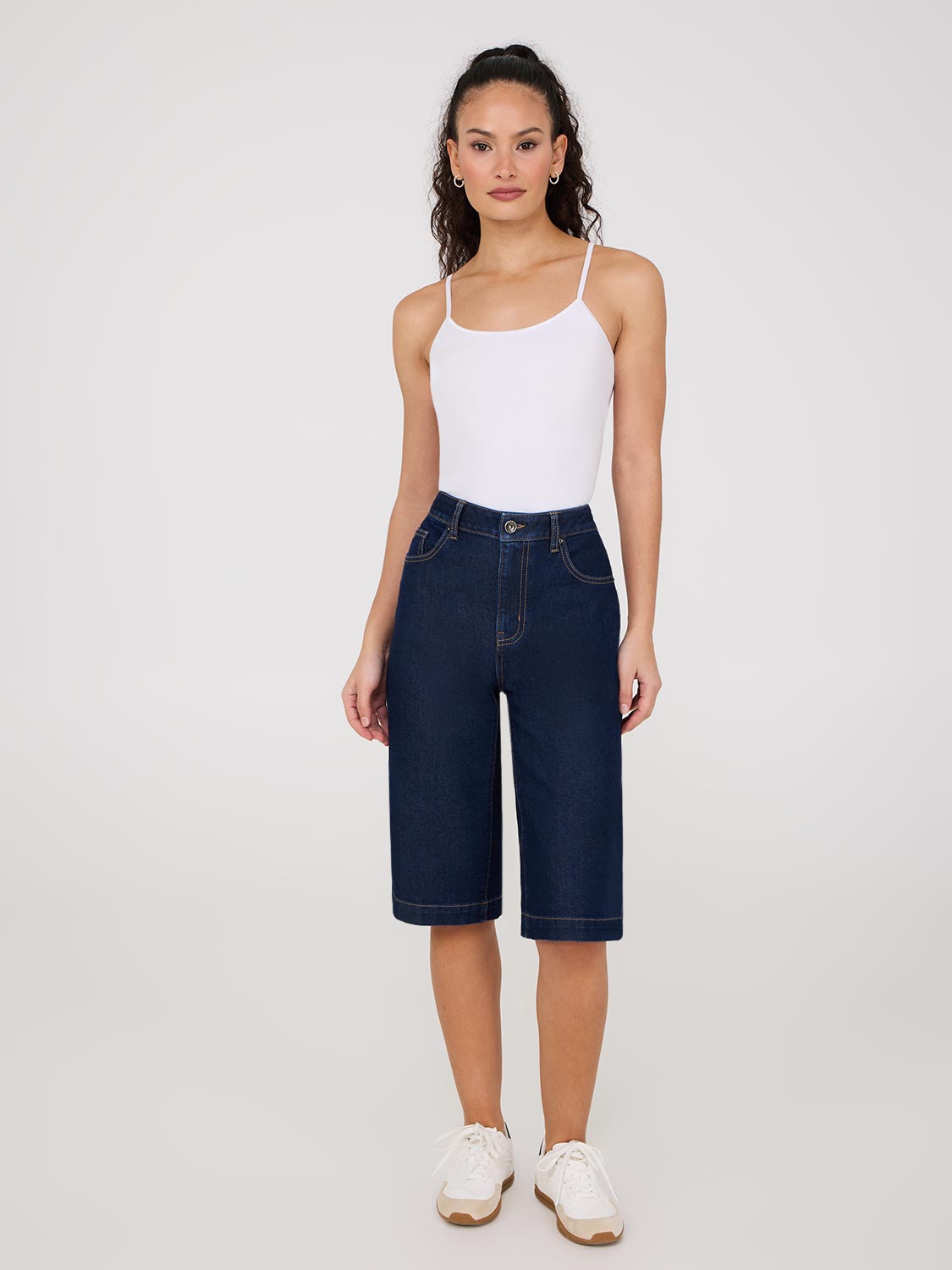 Bermuda en jean à jambes larges