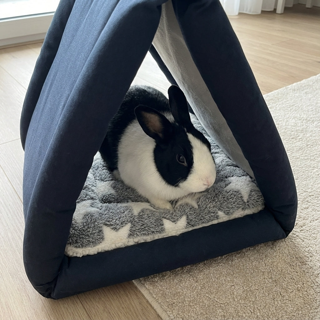LuftPets 3-en-1 : niche pour chat, tunnel et lit douillet pour lapin