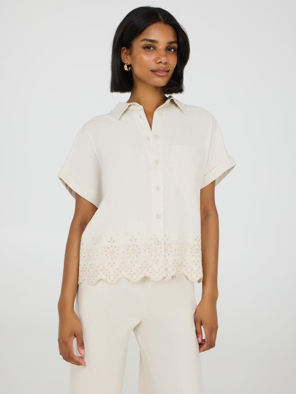 Short Sleeve Linen Blouse