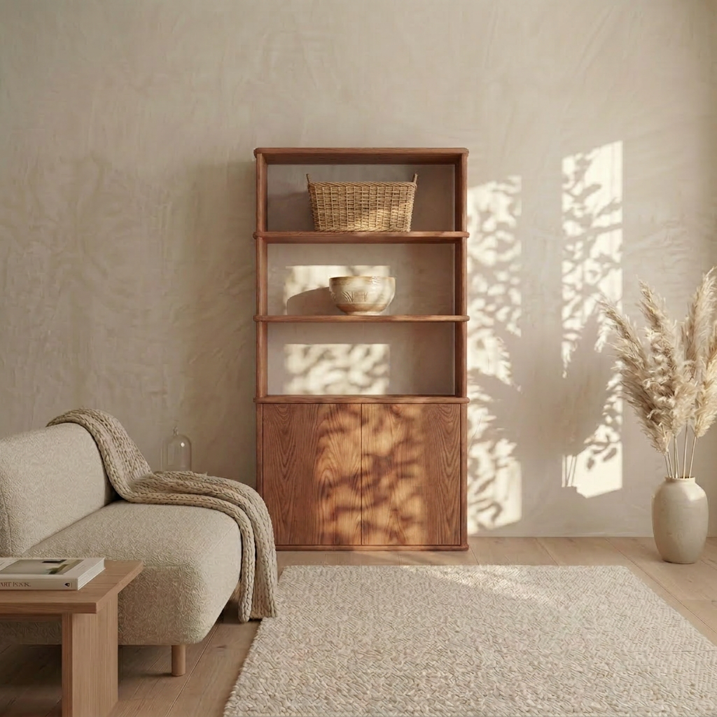Cabinet bookshelf in red oak