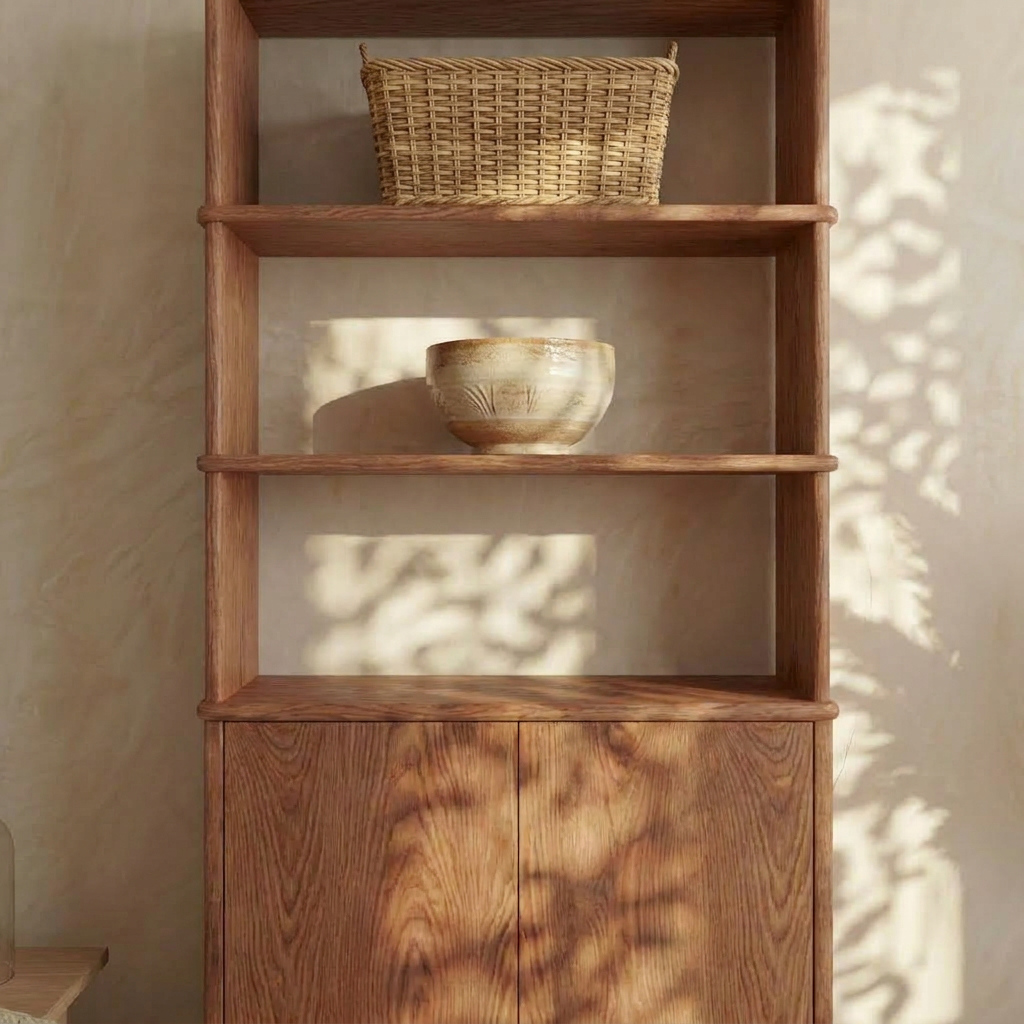 Cabinet bookshelf in red oak